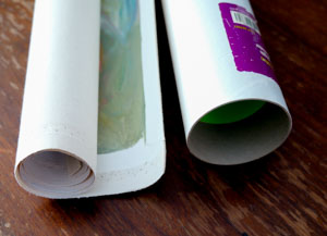 Rolled canvas packed safely for international delivery