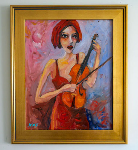 Melody in Crimson – original painting by Asali Studio