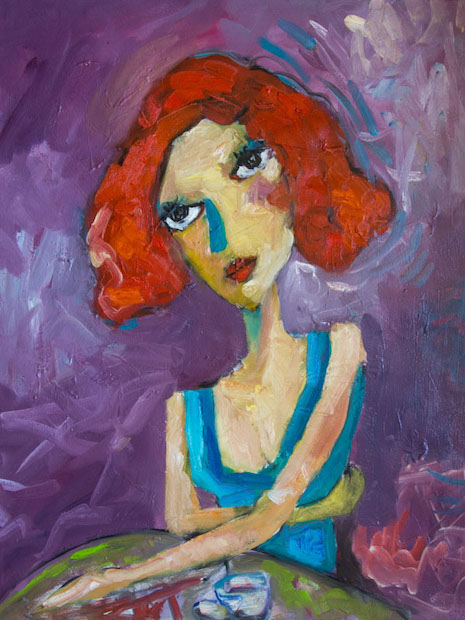 Portrait in Cafe Milano – portrait painting by Asali Studio