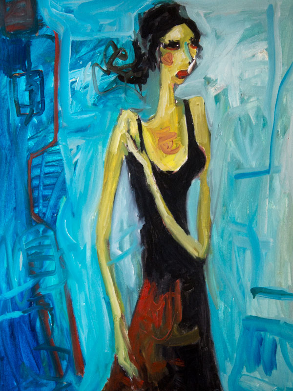 Wanderer Among Walls – portrait painting by Asali Studio